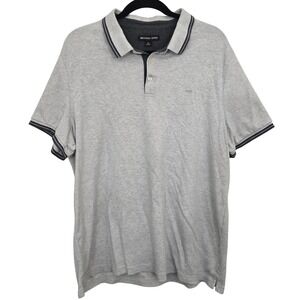 Michael Kors Polo Shirt Men's XL Grey Heather Tipped Collar Short Sleeve‎ Cotton